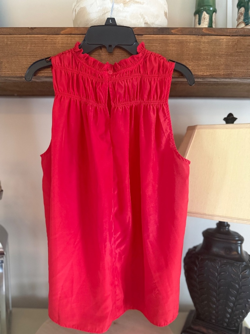 Joie Ruffle Neck Sleeveless Top - Cayenne Red - Small - Picture 2 of 5